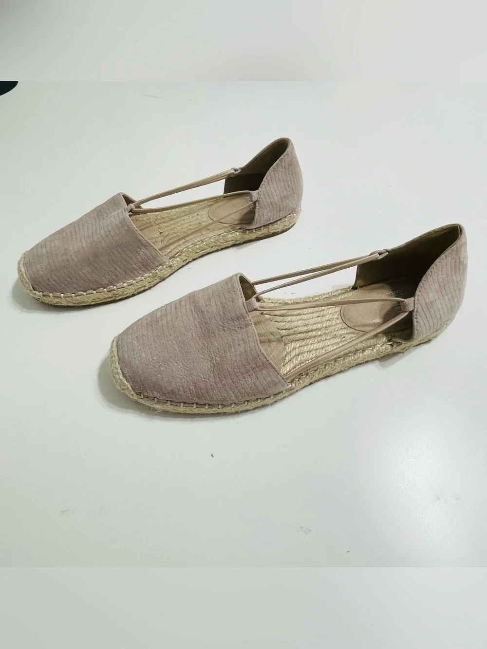 Eileen Fisher Lee Espadrille Shoes Sandals Flat Natural Beige Suede Size 10